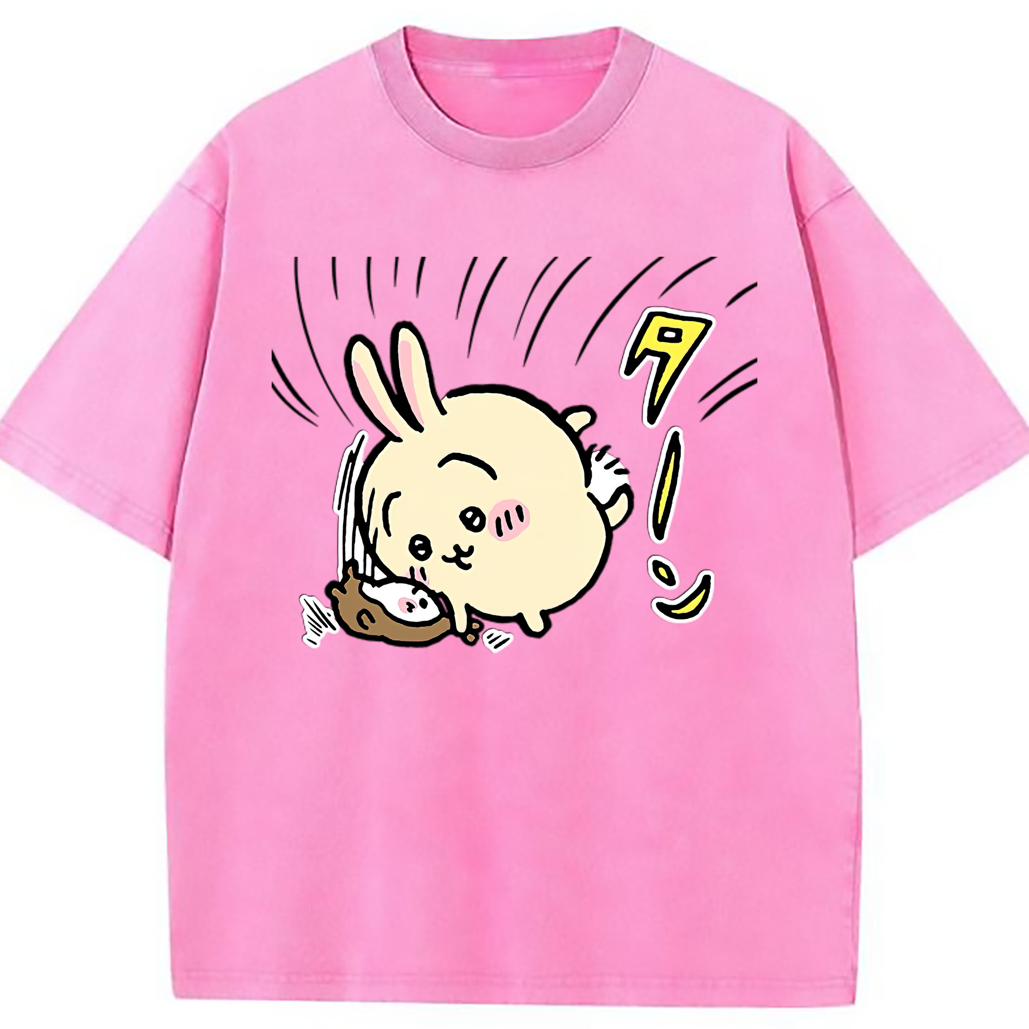 （画像用） ちいかわ うさぎ Chii-kawa usagi 綿100% ヴィンテージ風 半袖Tシャツ（フロントプリント）